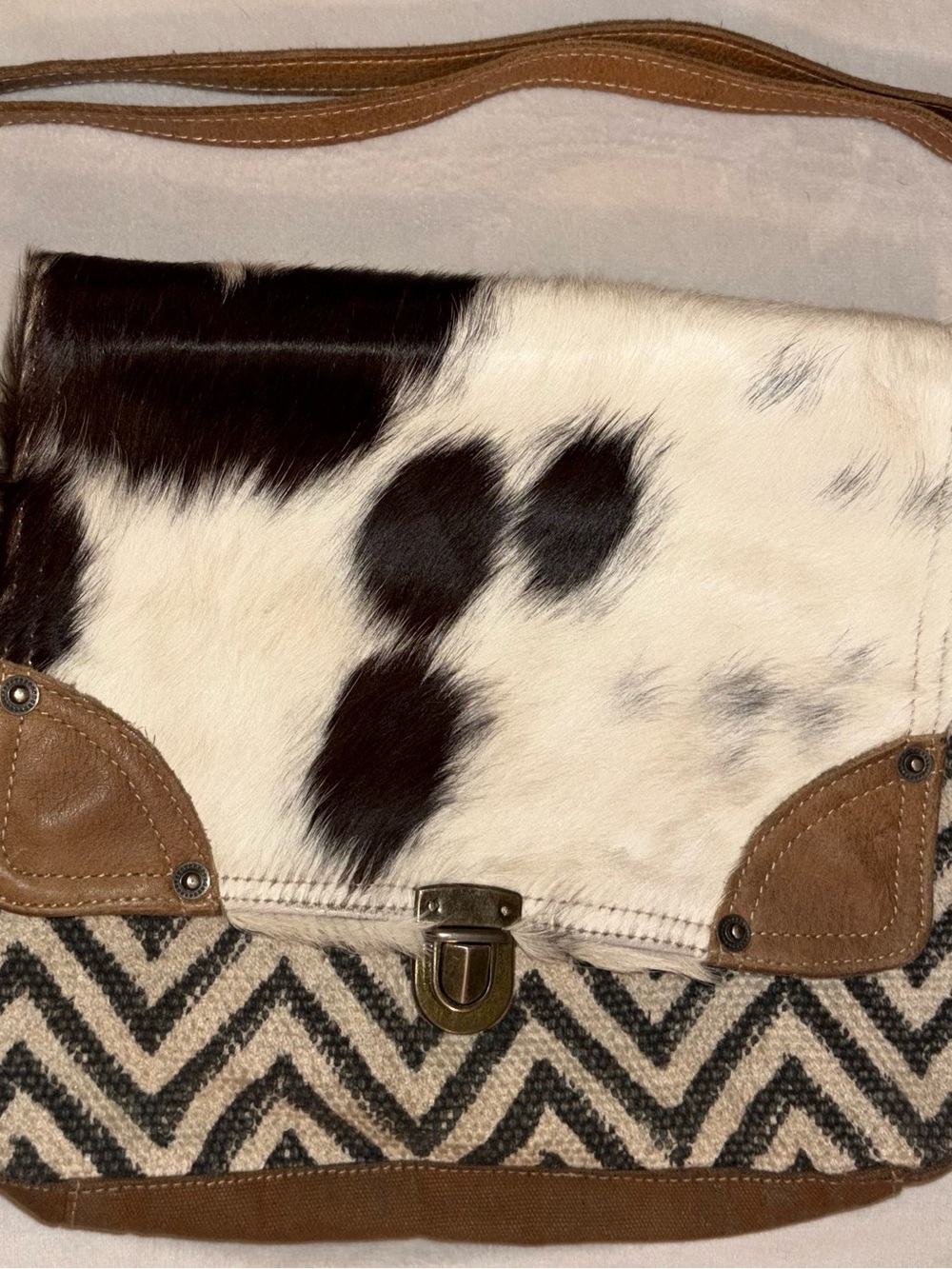 Myra Bag Cowhide Leather Western Crossbody Bag Purse